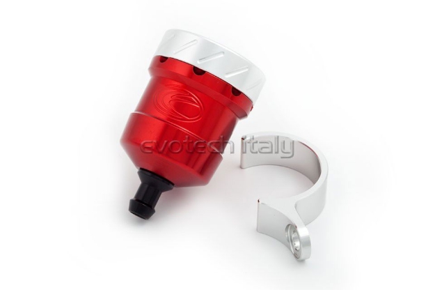 Afbeeldingen van Remvloeistofpotje aluminium 15ml Evotech rood/zilver