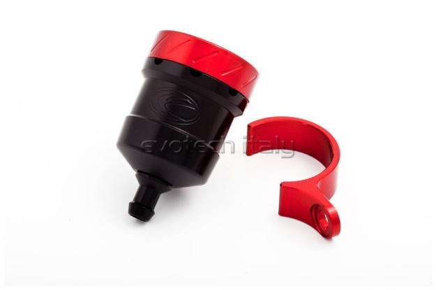 Afbeeldingen van Remvloeistofpotje aluminium 15ml Evotech zwart/rood