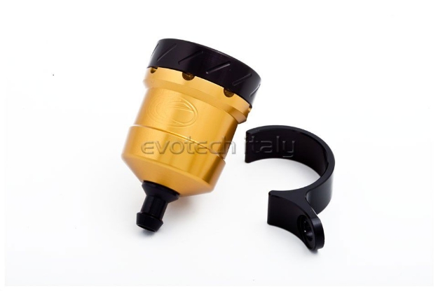 Afbeeldingen van Remvloeistofpotje aluminium 15ml Evotech goud/zwart