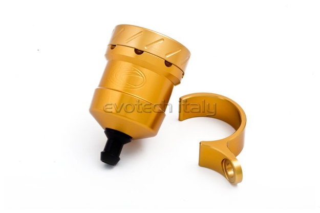 Afbeeldingen van Remvloeistofpotje aluminium 15ml Evotech goud/groen