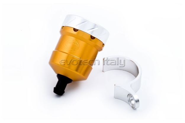 Afbeeldingen van Remvloeistofpotje aluminium 15ml Evotech goud/zilver