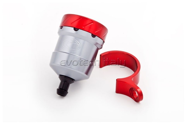 Afbeeldingen van Remvloeistofpotje aluminium 15ml Evotech titanium/rood