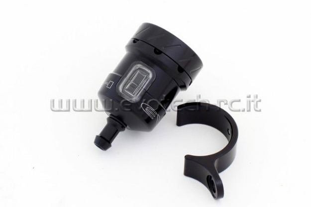 Afbeeldingen van Remvloeistofpotje aluminium met kijkglas 15ml Evotech mat zwart/zwart