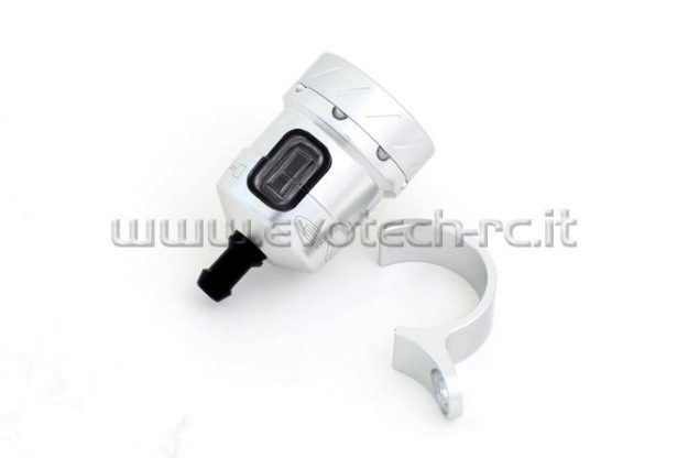 Afbeeldingen van Remvloeistofpotje aluminium met kijkglas 15ml Evotech zilver/zilver