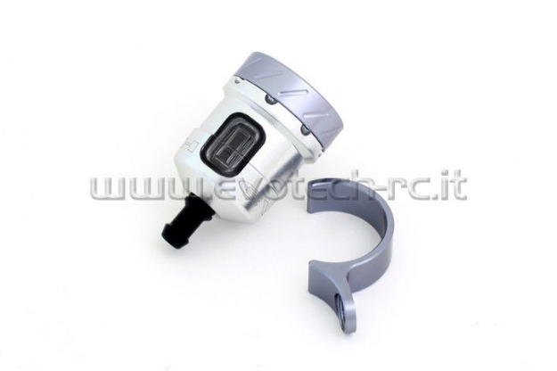 Afbeeldingen van Remvloeistofpotje aluminium met kijkglas 15ml Evotech zilver/titanium