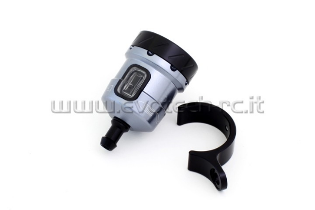 Afbeeldingen van Remvloeistofpotje aluminium met kijkglas 15ml Evotech titanium/zwart