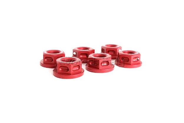 Afbeeldingen van Tandwielmoer aluminium Evotech TBK6-073 -rood