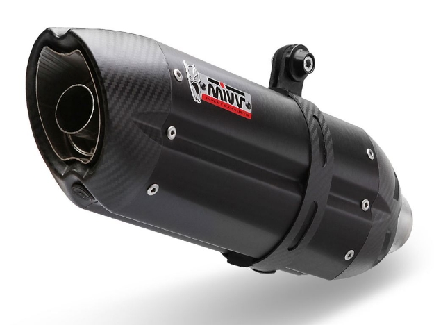 Afbeeldingen van MIVV compleet 1-1 systeem met Suono Steel Black RVS demper Yamaha MT-125 '15-/ YZF-R125 '14-