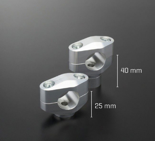 Afbeeldingen van Stuurklemblokken ABM model Booster 40mm per set (28,7mm stuur)-Zilver