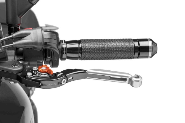 Afbeeldingen van Koppelingshendel Puig opklapbaar/ uitschuifbaar zwart/oranje/zilver