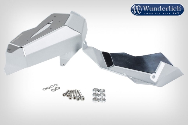 Afbeeldingen van Valve cover & cylinder protectors dakar left + right - silver Wunderlich