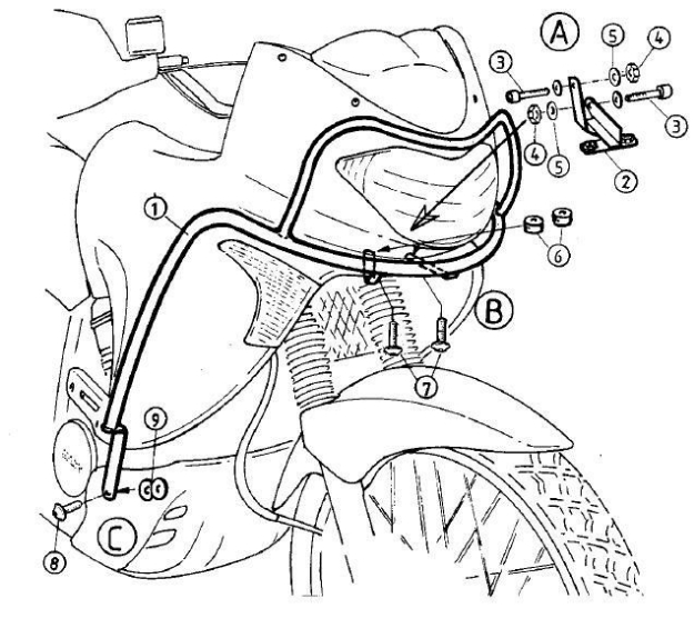 Afbeeldingen van Valbeugel zwart Hepco&Becker (tank + kopl.besch.) Honda XL650V '00-07