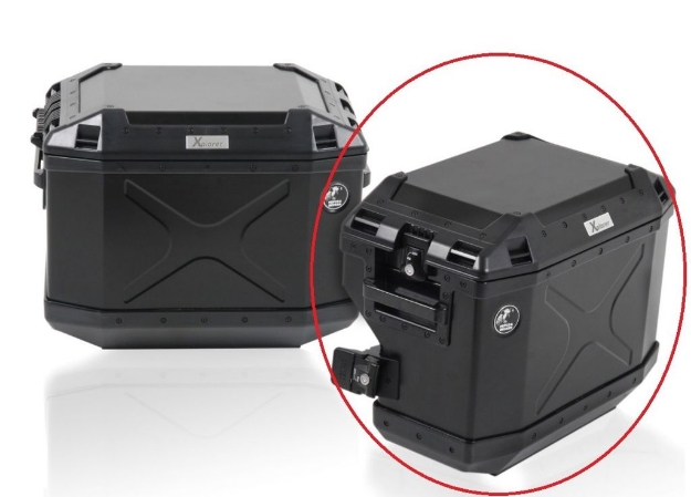 Afbeeldingen van Hepco&Becker Xplorer zijkoffer in de kleur zwart 37 liter rechts cutout uitvoering