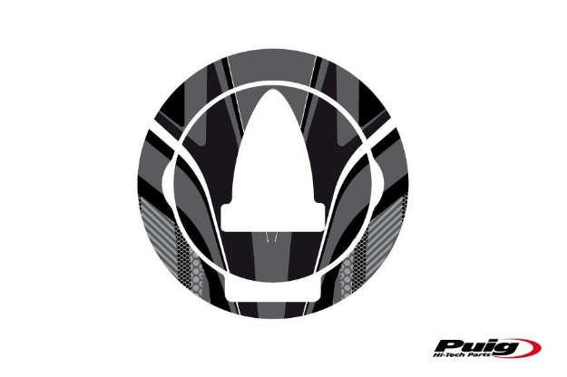 Afbeeldingen van Tankdopcover Radikal Puig voor diverse Aprilia modellen '08-/ diverse Triumph modellen-Grijs