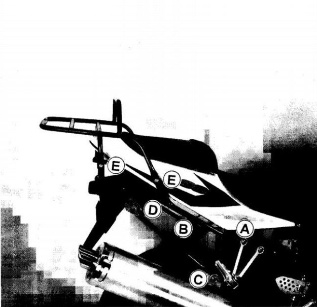 Afbeeldingen van Topdrager zwart Hepco&Becker Suzuki GSX-R600 / GSX-R750 '04-'05