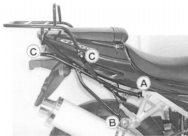 Afbeeldingen van Topdrager zwart Hepco & Becker Hyosung GT 125 / GT 250 / GT 650 R/S / GT 650 Naked