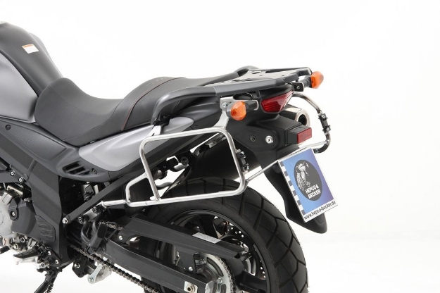 Afbeeldingen van Kofferrek RVS Hepco&Becker voor 'Cutout' Xplorer zijkoffers Suzuki DL650 V-Strom '12-16