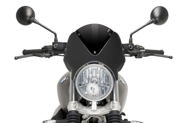 Afbeeldingen van Vervangingsruit retrovision met carbon look kuipje Puig BMW R NineT Scrambler '16--Zwart