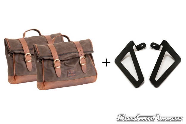 Afbeeldingen van Vintage zadeltassen bruin met universele afstandhouders Custom Acces - 8 ltr