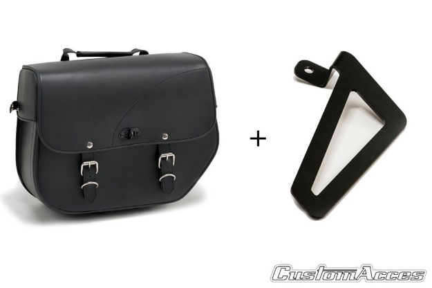 Afbeeldingen van Zadeltas met metale plaat Sant Louis met universele afstandhouders CustomAcces links voor Harley Davidson Sportster 883 IRON