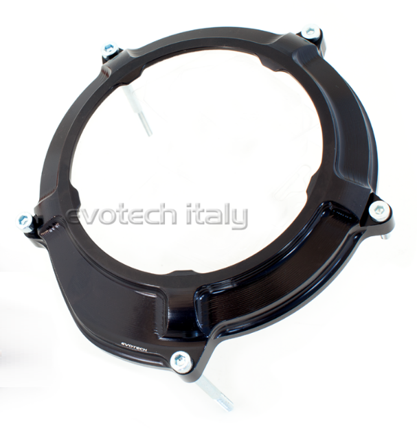 Afbeeldingen van Koppeling deksel met kijkglas aluminium Evotech voor diverse KTM motoren-Zwart