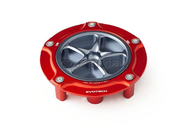 Afbeeldingen van Tankdop Evotech met schroefdop Honda (diverse modellen) rood/titanium