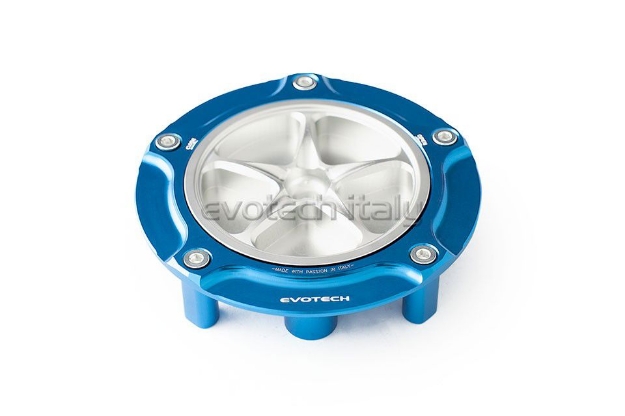 Afbeeldingen van Tankdop Evotech met schroefdop Honda (diverse modellen) blauw/zilver