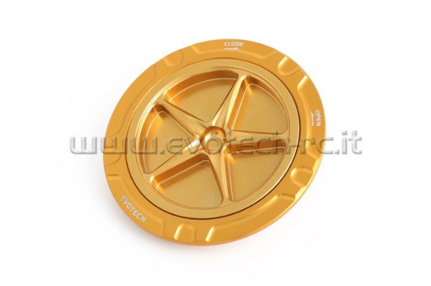 Afbeeldingen van Tankdop met schroefdop van Evotech voor Aprilia / Ducati / MV Agusta goud/goud