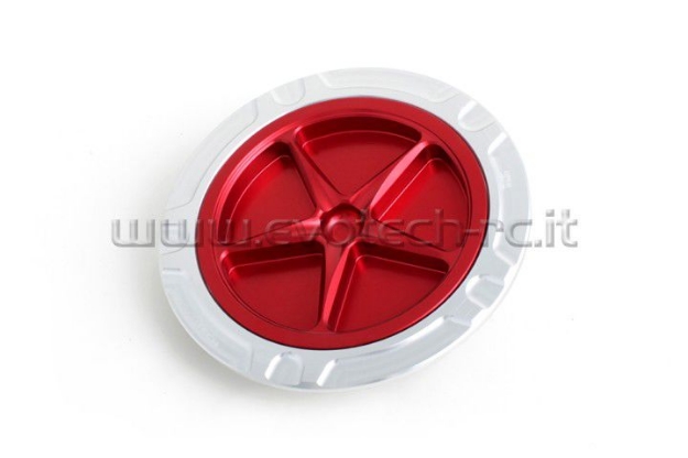 Afbeeldingen van Tankdop met schroefdop van Evotech voor Aprilia / Ducati / MV Agusta zilver/rood