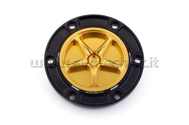 Afbeeldingen van Tankdop met schroefdop Evotech diverse Aprilia / KTM / MV Agusta / Triumph (ATB2) zwart/goud