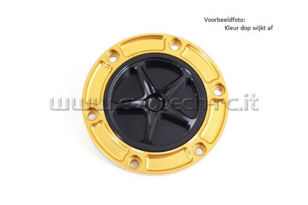 Afbeeldingen van Tankdop met schroefdop Evotech diverse Aprilia / KTM / MV Agusta / Triumph (ATB2) goud/matzwart