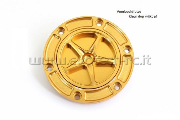 Afbeeldingen van Tankdop met schroefdop Evotech diverse Aprilia / KTM / MV Agusta / Triumph (ATB2) goud/oranje