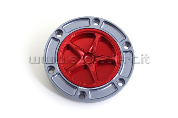 Afbeeldingen van Tankdop met schroefdop Evotech diverse Aprilia / KTM / MV Agusta / Triumph (ATB2) titanium/rood