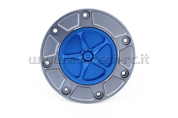 Afbeeldingen van Tankdop met schroefdop Evotech Honda titanium/blauw