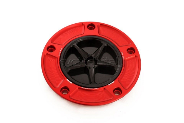 Afbeeldingen van Tankdop met schroefdop Evotech diverse Kawasaki modellen rood/zwart