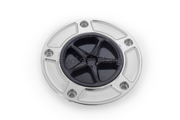 Afbeeldingen van Tankdop met schroefdop Evotech diverse Kawasaki modellen zilver/zwart