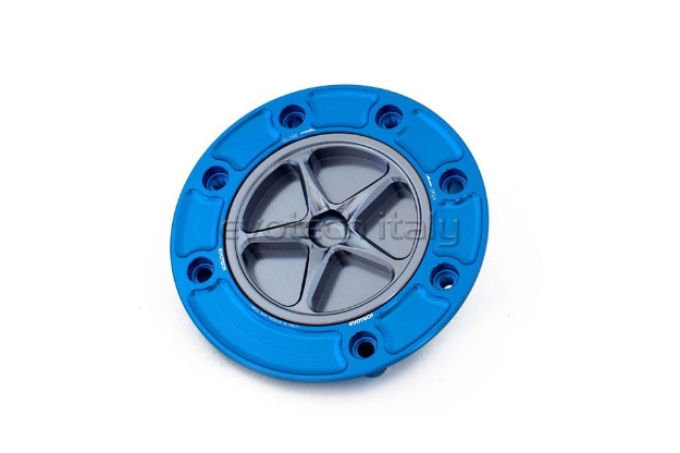 Afbeeldingen van Tankdop met schroefdop Evotech Suzuki 7 bouten (SU1) blauw/titanium