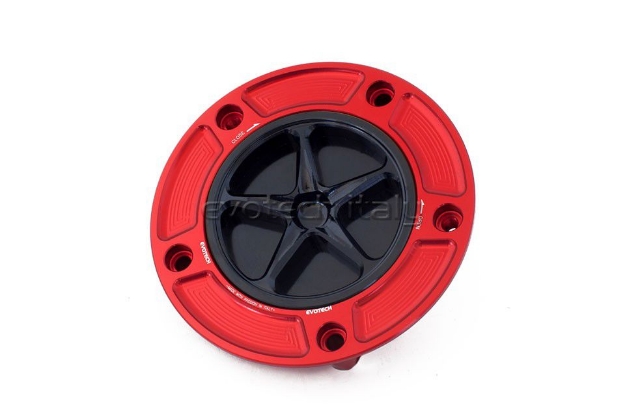 Afbeeldingen van Tankdop met schroefdop Evotech Suzuki 5 bouten (SU2) rood/zwart