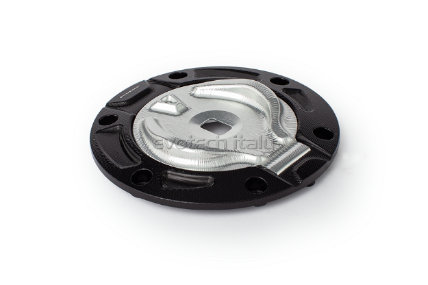 Afbeeldingen van Tankdop met sleutel opening van Evotech voor diverse Ducati en KTM modellen. zwart - zilver