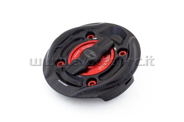 Afbeeldingen van Tankdop met snelsluiter van Evotech voor diverse BMW modellen zwart/rood