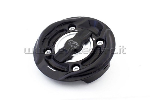 Afbeeldingen van Tankdop met snelsluiter van Evotech voor diverse BMW modellen zwart/zilver