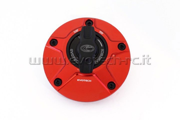 Afbeeldingen van Tankdop met snelsluiter van Evotech voor diverse Yamaha / Ducati / MV Agusta rood/zwart