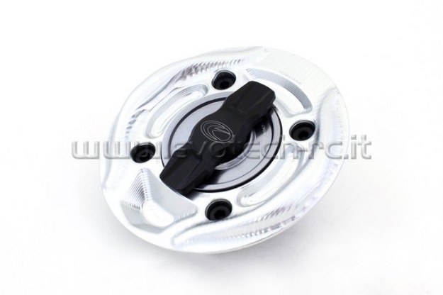 Afbeeldingen van Tankdop met snelsluiter van Evotech voor diverse Ducati modellen zilver/titanium