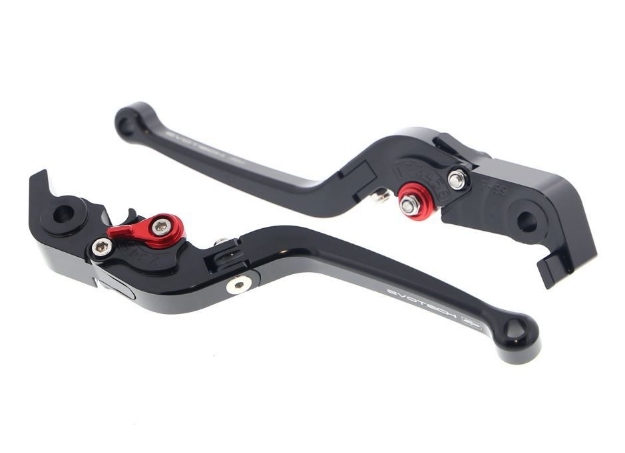 Afbeeldingen van Hendel set opklapbaar Evotech Performance zwart/rood Aprilia Tuono V4 '21-