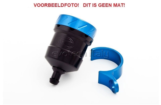 Afbeeldingen van Remvloeistofpotje aluminium 15ml Evotech mat zwart/blauw