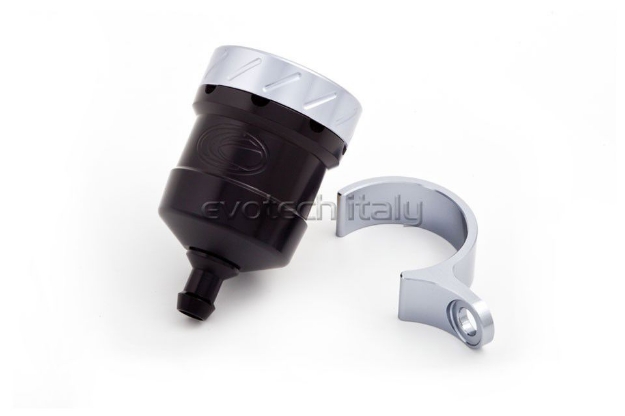 Afbeeldingen van Remvloeistofpotje aluminium 15ml Evotech zwart/titanium