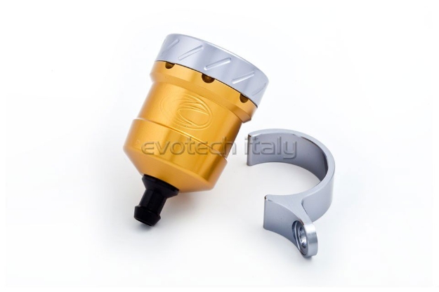 Afbeeldingen van Remvloeistofpotje aluminium 15ml Evotech goud/titanium