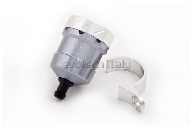 Afbeeldingen van Remvloeistofpotje aluminium 15ml Evotech titanium/zilver