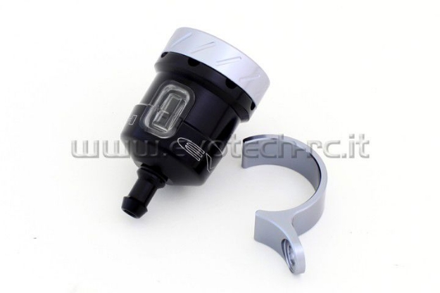 Afbeeldingen van Remvloeistofpotje aluminium met kijkglas 15ml Evotech zwart/titanium