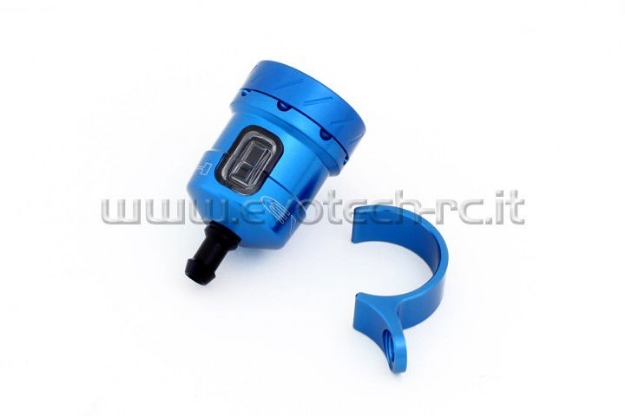 Afbeeldingen van Remvloeistofpotje aluminium met kijkglas 15ml Evotech blauw/blauw